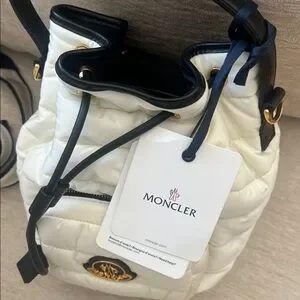 Moncler White Kilia Drawstring Crossbody. NWT Moncler Women Kilia Small Backpack Off White 034 | ONU main image 3